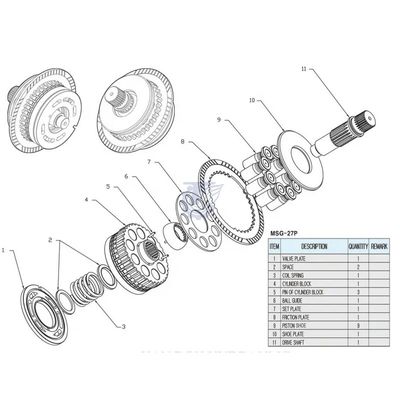 MAG-18 MAG-27 Partes del motor de viaje, Msg-18 Msg-27p Msg-44 Partes y reparación de la unidad final